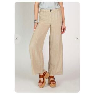 Jaga Eva Pants in Oat. Wide Leg Linen Pants. Size 0‎